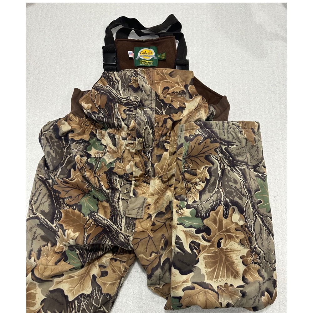 Cabela's Mens Camo Bib Overalls Dry Plus Lined Hunting Insulated XL